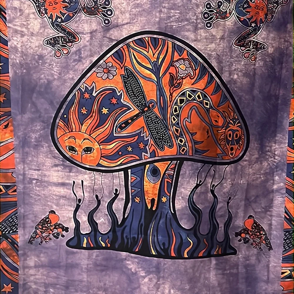 Purple and Orange Mushroom Tapestry